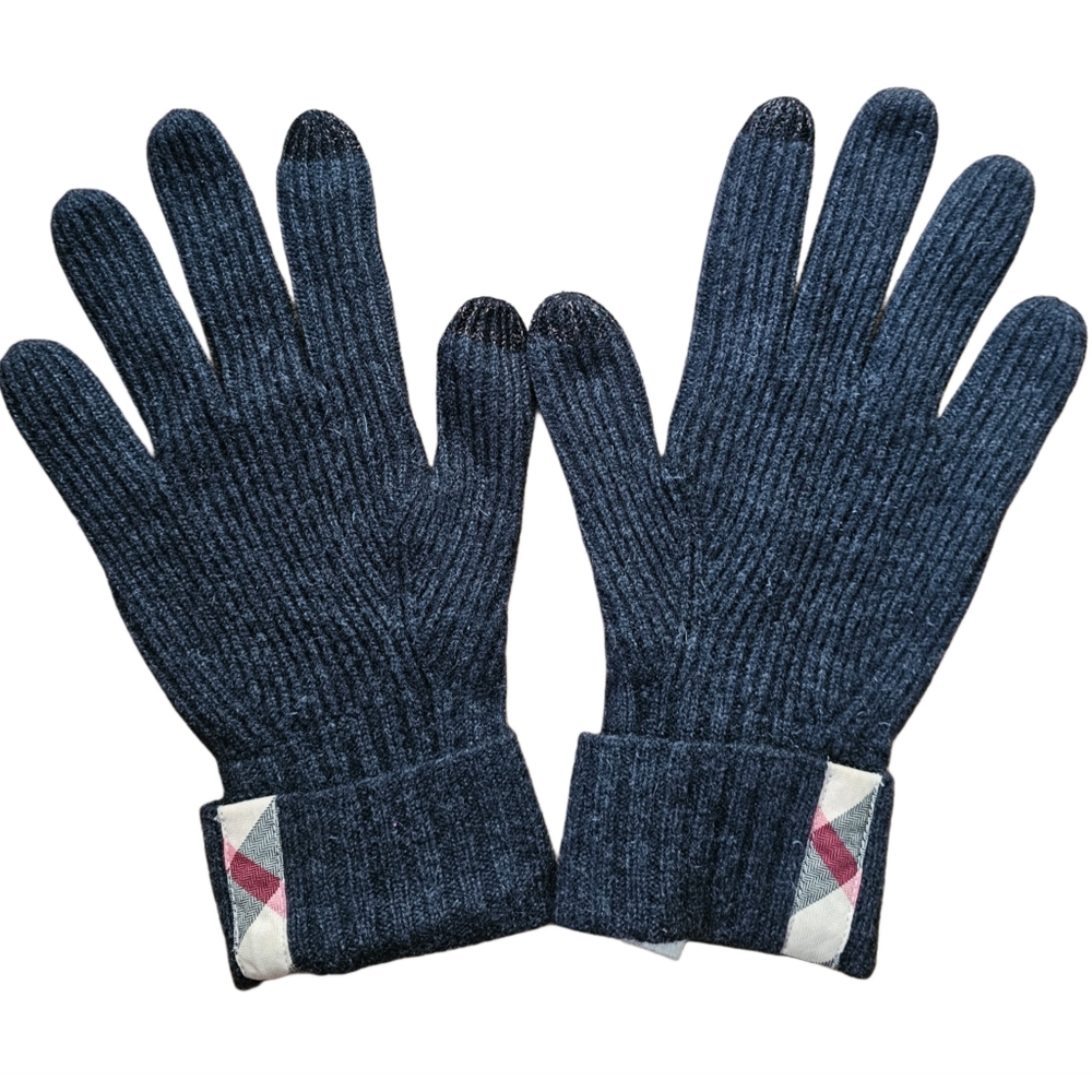 Burberry Solid & Nova Check Plaid Cashmere One Touch Winter Mens Gloves